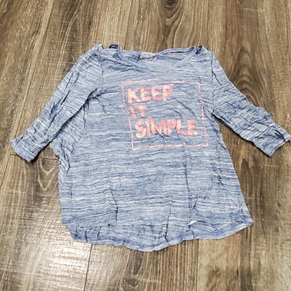 Girls T-Shirt Size 7/8 SO Blue and Pink Long Sleeve Kids Tee